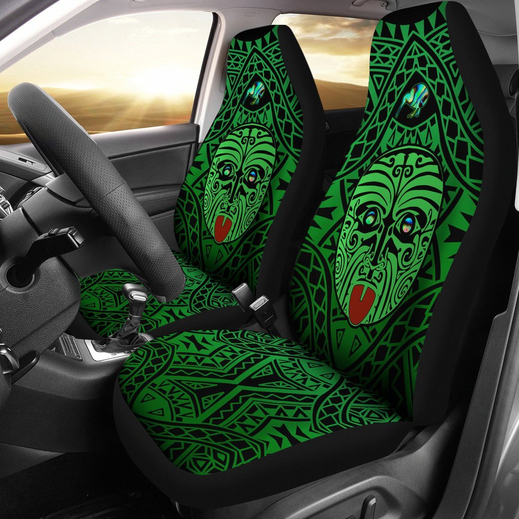 Integrity Maori Ta Moko Car Seat Covers Kiwi and Paua Green Universal Fit Art - Polynesian Pride