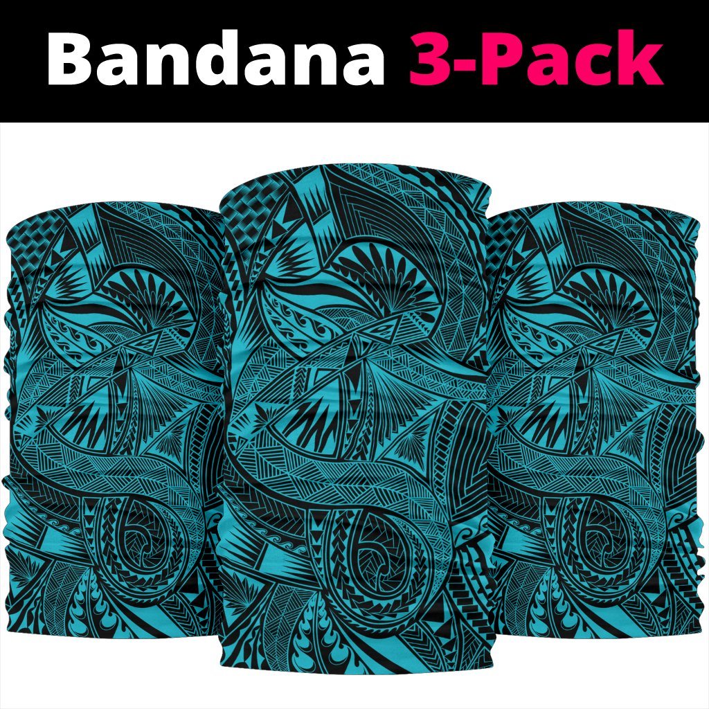 Hawaii Polynesian Spearhead Pattern Bandana 3 - Pack - AH - Blue - Polynesian Pride