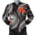 Tahiti Polynesian Men Bomber Jacket - White Plumeria - Polynesian Pride
