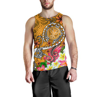 Hawaii Men's Tank Top - Turtle Plumeria Polynesian Tattoo Gold Color - Polynesian Pride
