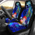 Cook Islands Custom Personalised Car Seat Covers - Humpback Whale with Tropical Flowers (Blue) Universal Fit Blue - Polynesian Pride