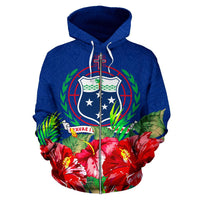 Samoa Polynesian Zip Hoodie Flag Hibiscus - Polynesian Pride