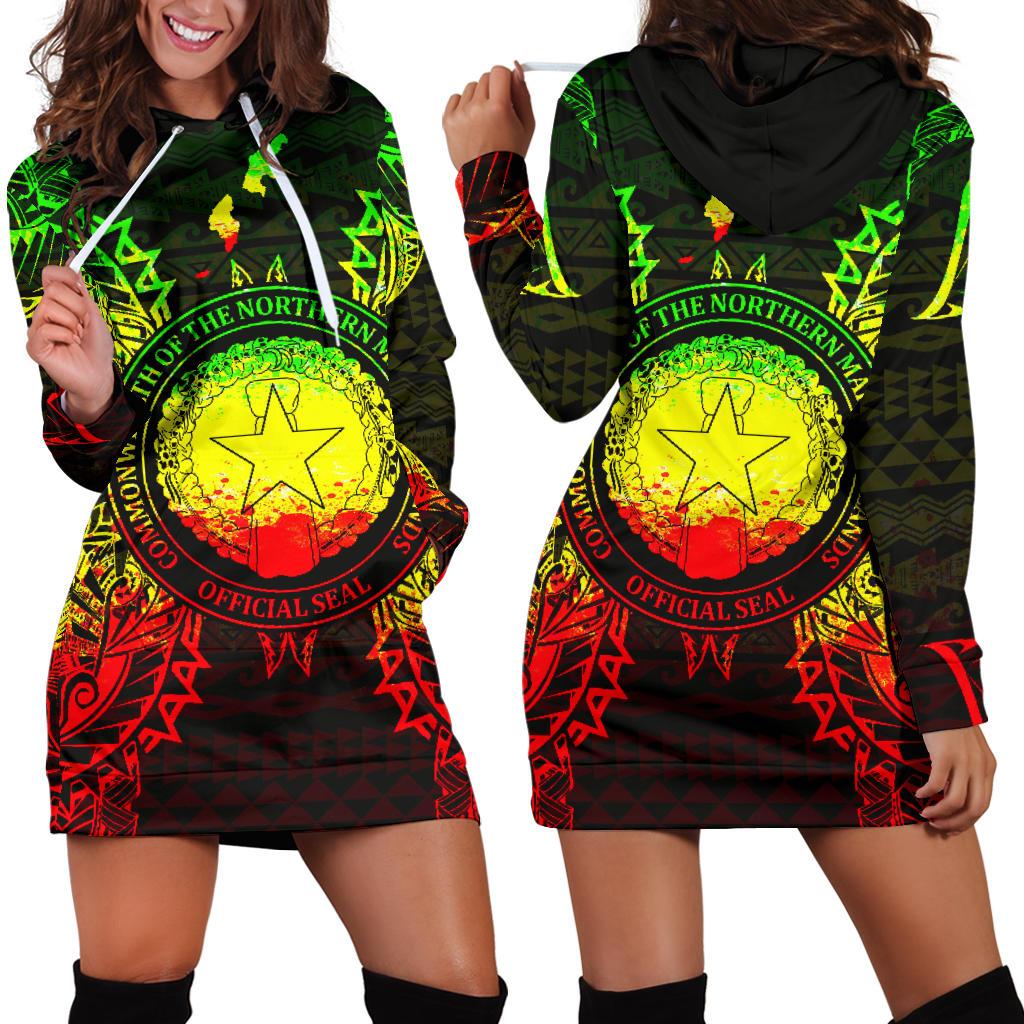 Northern Mariana Islands Polynesian Hoodie Dress Map Reggae Reggae - Polynesian Pride