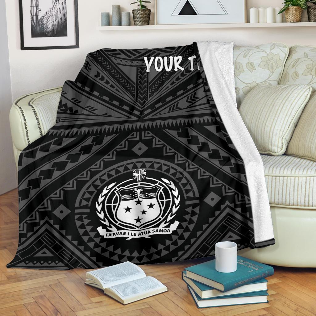 Samoa Personalised Premium Blanket - Samoa Seal In Polynesian Tattoo Style White - Polynesian Pride