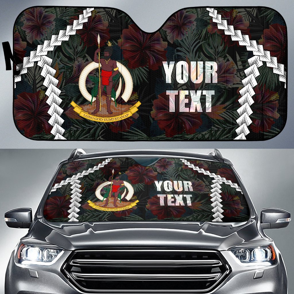 Vanuatu Custom Personalised Auto Sun Shades - Chain Polynesian Auto Sun Shade Universal Fit BLACK - Polynesian Pride