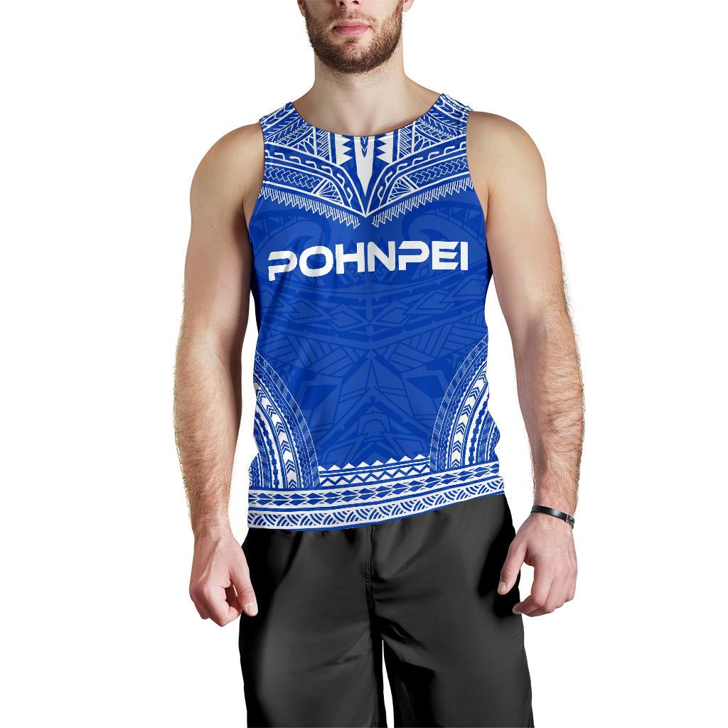 Pohnpei Men's Tank Top - Polynesian Chief Flag Version Blue - Polynesian Pride