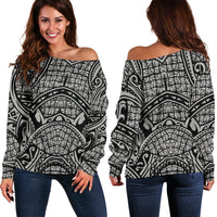Polynesian Women's Off Shoulder Sweater 03 Grey - Polynesian Pride