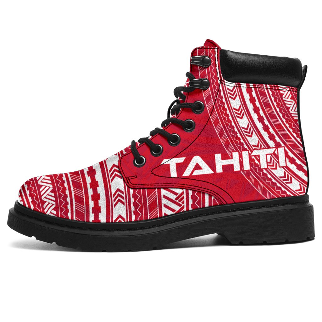 Tahiti Leather Boots - Polynesian Flag Chief Version White - Polynesian Pride