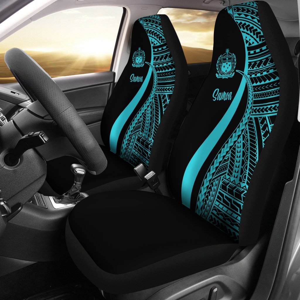 Samoa Car Seat Covers - Turquoise Polynesian Tentacle Tribal Pattern Universal Fit Turquoise - Polynesian Pride