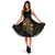 Polynesian Midi Dress - Gold Pineapple Women Black - Polynesian Pride