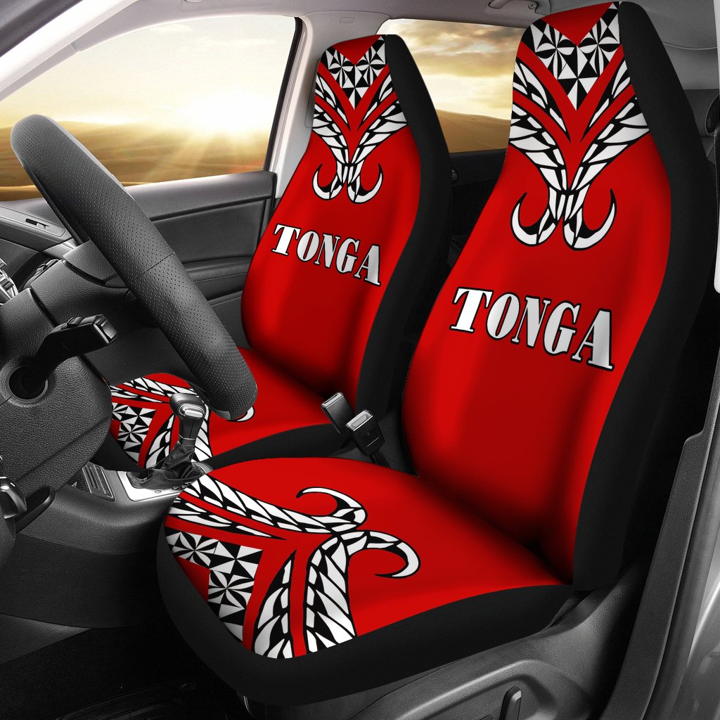 Tonga Tribal Pattern Car Seat Covers Universal Fit Red - Polynesian Pride