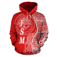 Federated States of Micronesian Polynesian Hoodie Coconut Tree Red nd White - Polynesian Pride