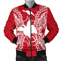 Papua New Guinea Polynesian Men's Bomber Jacket Map Red White Red - Polynesian Pride