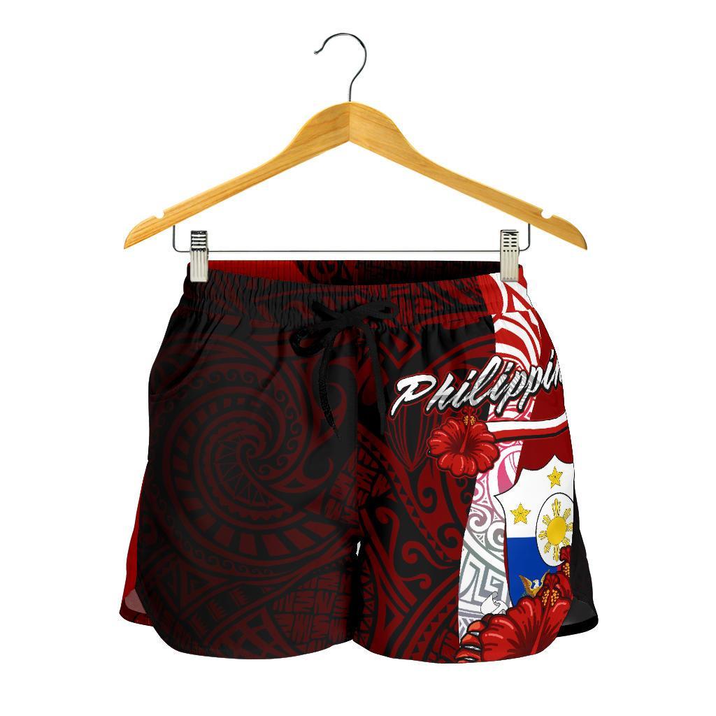 Philippines Polynesian Women's Shorts - Coat Of Arm With Hibiscus - Polynesian Pride
