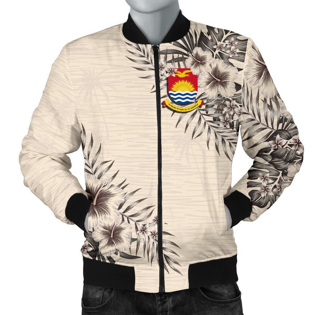 Kiribati Men's Bomber Jacket - The Beige Hibiscus - Polynesian Pride
