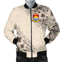 Kiribati Men's Bomber Jacket - The Beige Hibiscus - Polynesian Pride