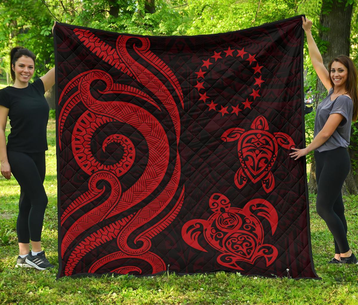 Cook Islands Premium Quilt - Red Tentacle Turtle Art - Polynesian Pride