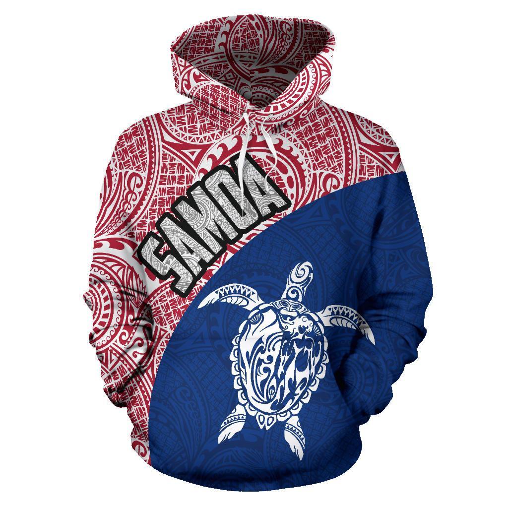 Samoa Hoodie Samoa Turtle Mermaid Polynesian Tattoo White Blue 02 - Polynesian Pride