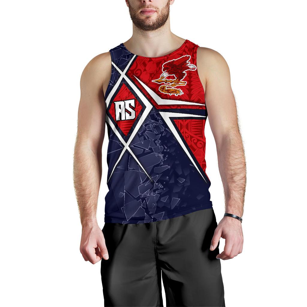 American Samoa Men's Tank Top - AS Flag with Polynesian Patterns - Polynesian Pride