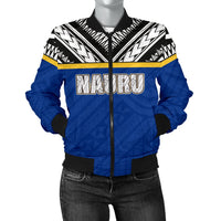 Nauru Women's Bomber Jacket - Polynesian Design Black - Polynesian Pride