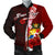 Tonga Polynesian Custom Personalised Men's Bomber Jacket - Coat Of Arm With Hibiscus Red - Polynesian Pride