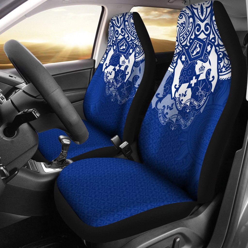 Tonga Pride Car Seat Covers - Tongan Coat Of Arms (Bright Blue) Universal Fit BLUE - Polynesian Pride