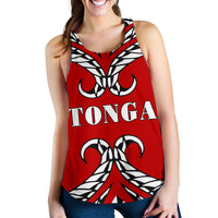 Tonga Tribal Pattern Women Tank Top Red - Polynesian Pride