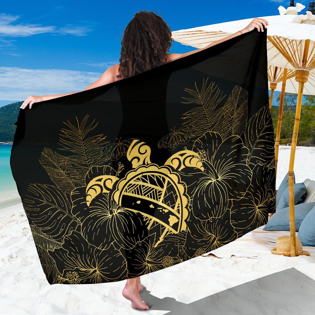 Hawaii Turtle Kanaka Golden Sarong Sarong One Size Black - Polynesian Pride