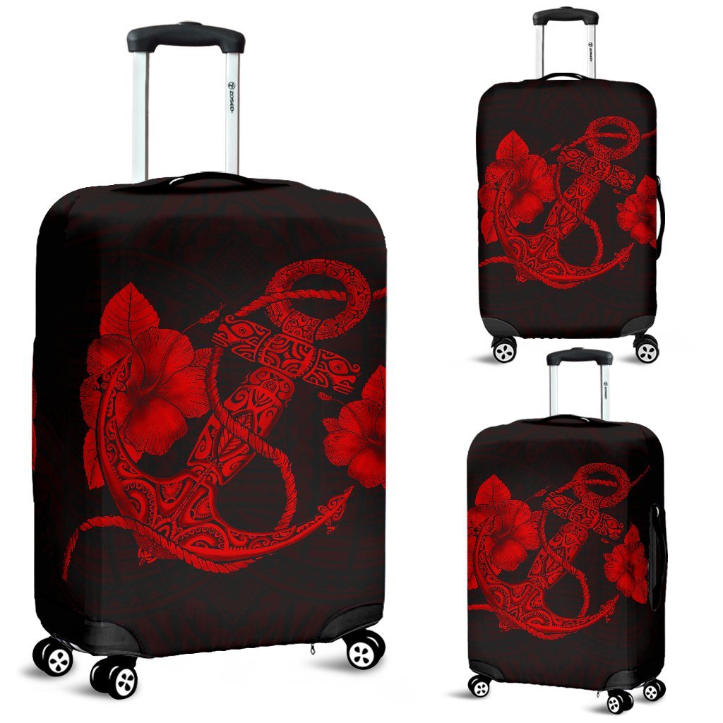 Anchor Red Poly Tribal Luggage Covers Red - Polynesian Pride