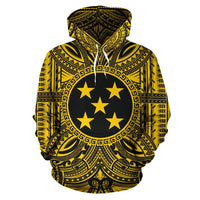 Gambier Islands ll Over Hoodie Gambier Islands Coat of rms Polynesian Gold Black Unisex Gold - Polynesian Pride