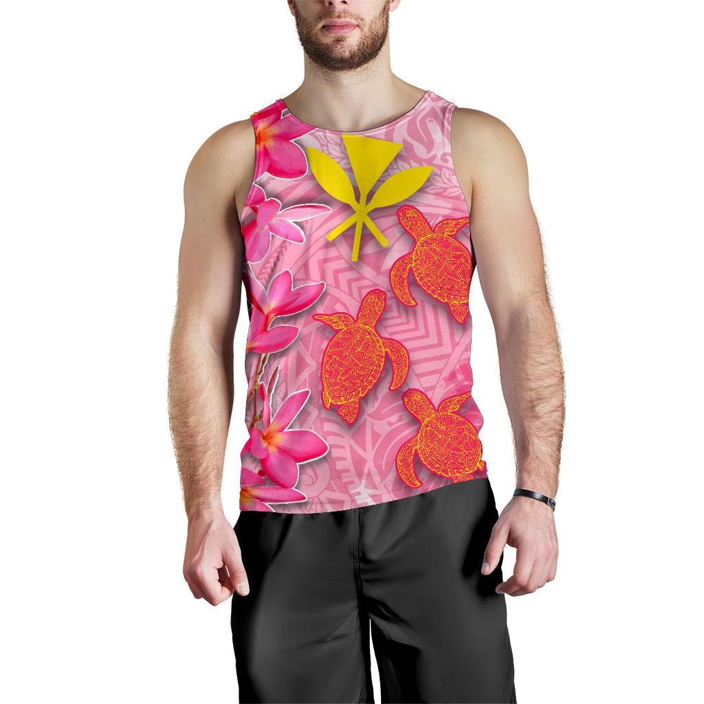 Hawaii Men's Tank Top - Polynesian Pink Plumeria Turtle - Polynesian Pride
