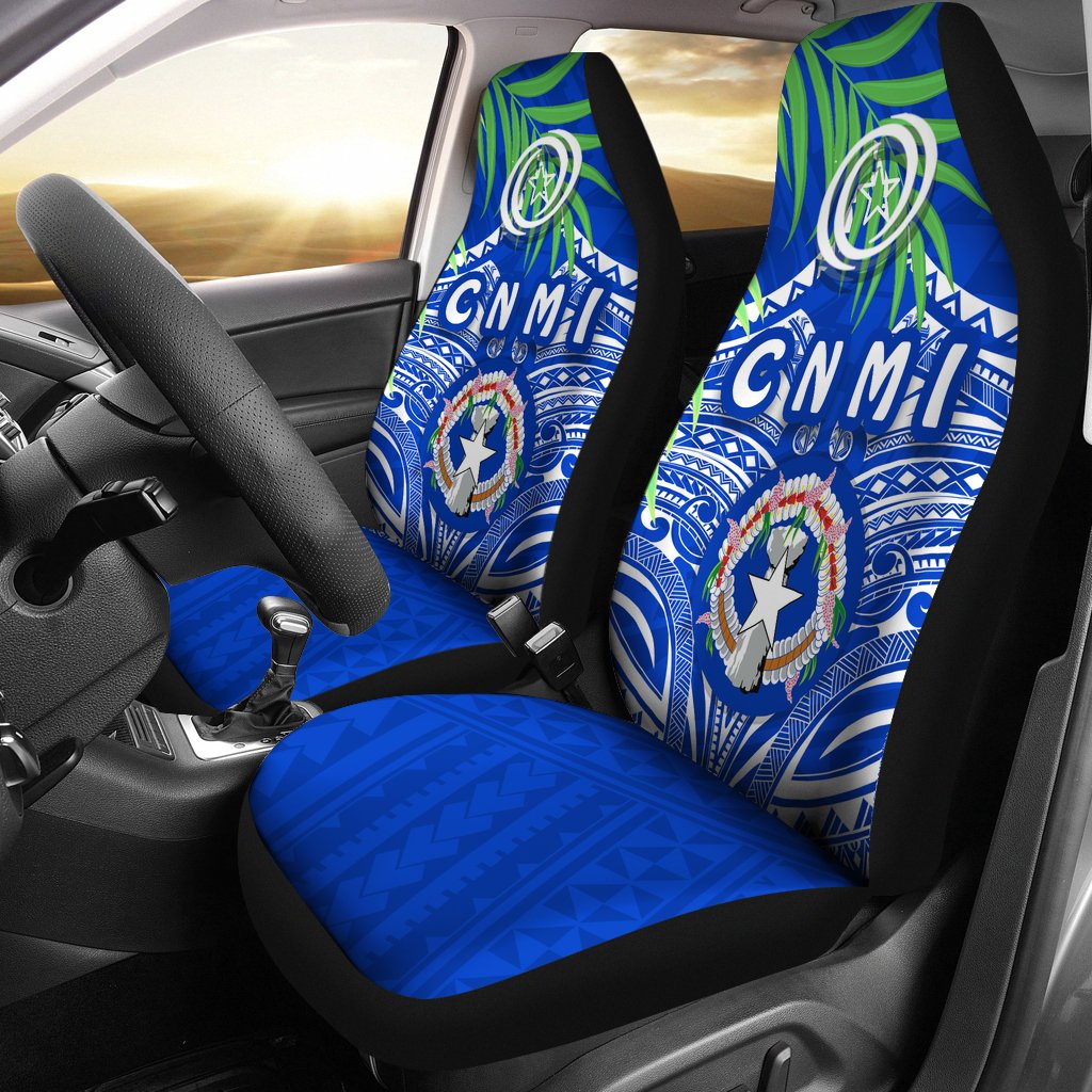 Northern Mariana Islands Rugby Car Seat Covers Coconut Leaves - CNMI - Polynesian Pride