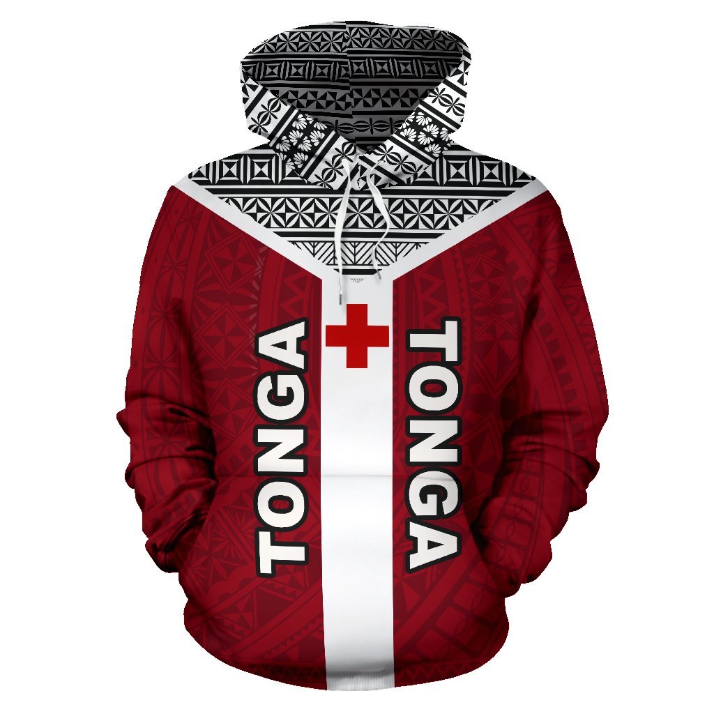 Tonga Tapa Hoodie Tonga Flag Coat of Arms Polynesian Tattoo - Polynesian Pride