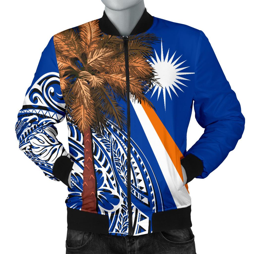 Mashall Islands Polynesian Men's Bomber Jacket - Palm Tree Art - Polynesian Pride