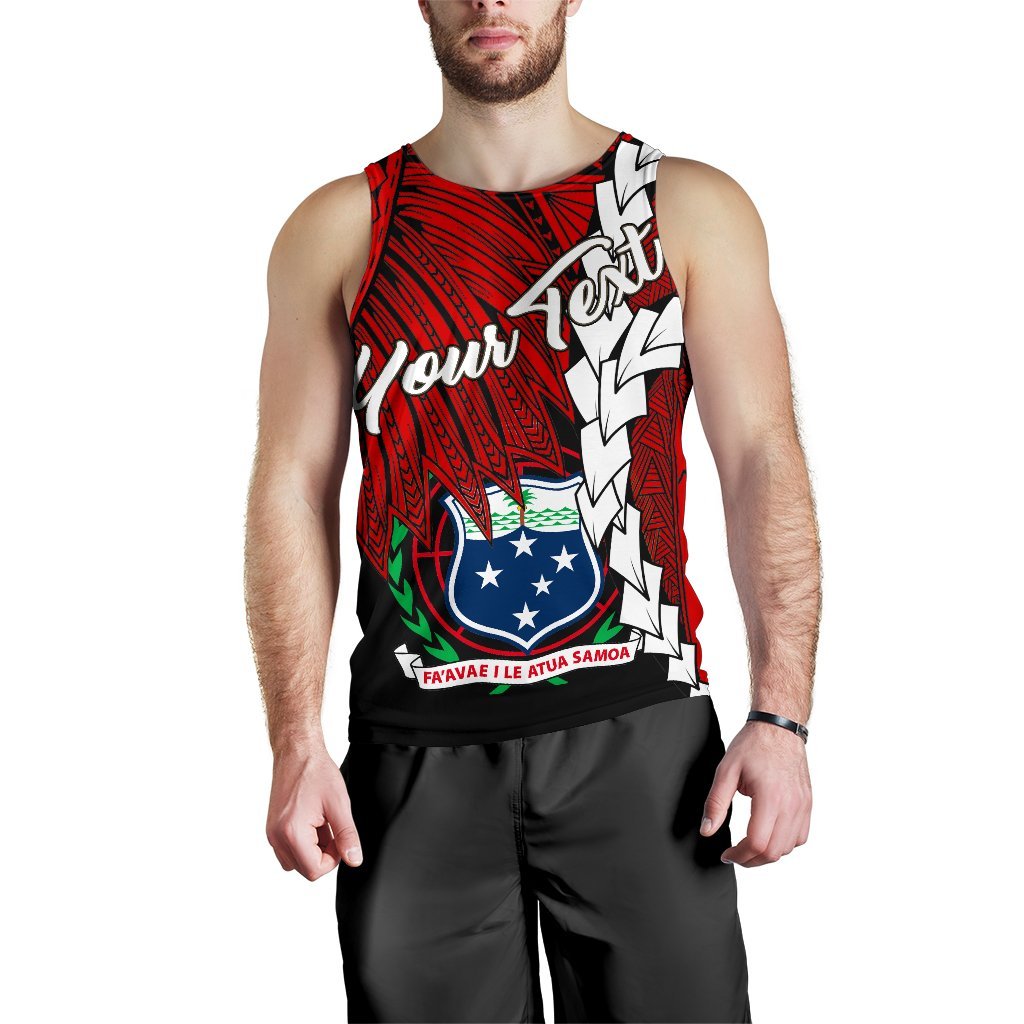 Samoa Polynesian Custom Personalised Men's Tank Top - Tribal Wave Tattoo Flag Color - Polynesian Pride