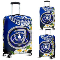 Northern Mariana Islands Luggage Covers - Polynesian Plumeria Pattern Blue - Polynesian Pride