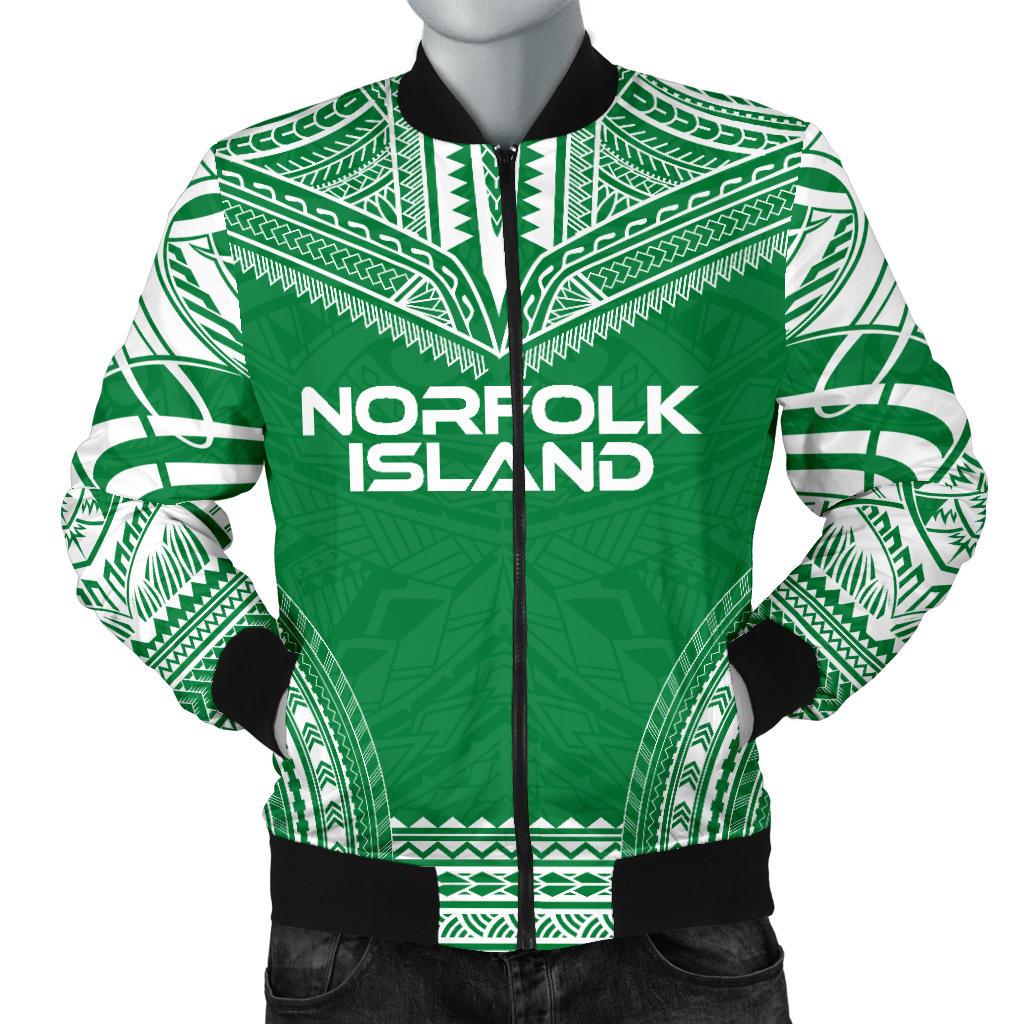 Norfolk Island Flag Polynesian Chief Men's Bomber Jacket Green - Polynesian Pride
