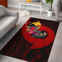Papua New Guinea Area Rug - Polynesian Hook And Hibiscus (Red) - Polynesian Pride