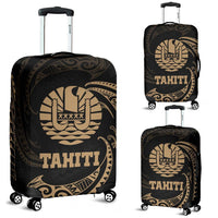 Tahiti Polynesian Luggage Covers - Gold Tribal Wave Black - Polynesian Pride