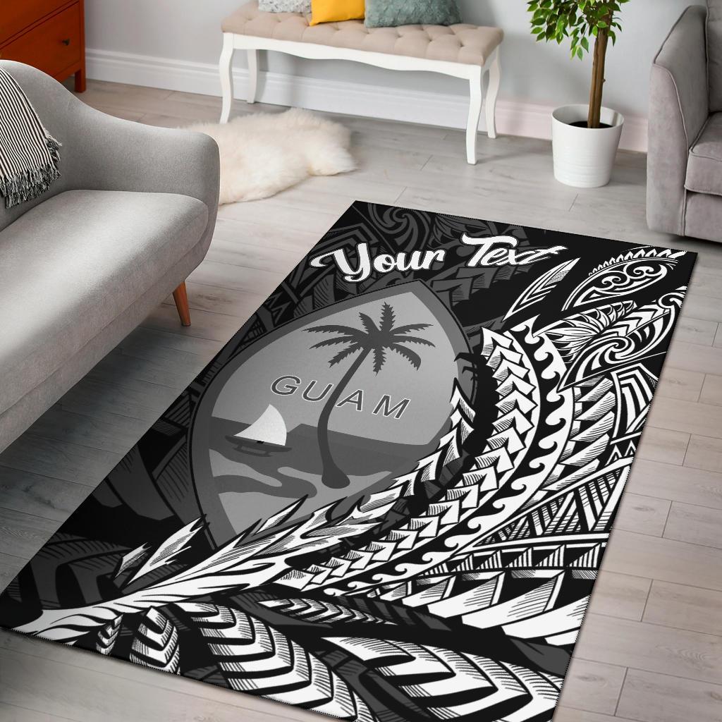 Guam Area Rug - Custom Personalised Wings Style Black - Polynesian Pride