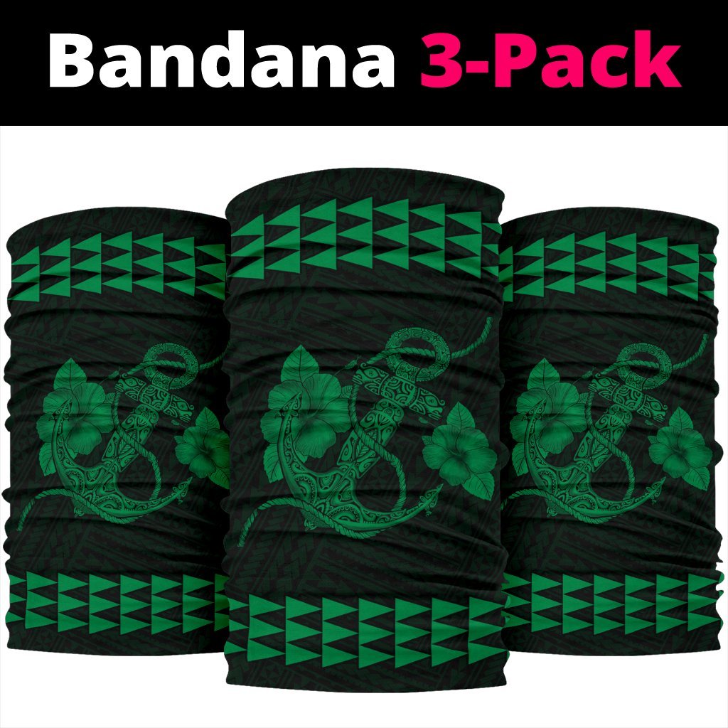 Hawaii Kakau Polynesian Anchor Bandana 3 - Pack - Green - Polynesian Pride