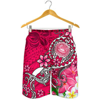 American Samoa Polynesian Men's Shorts - Turtle Plumeria (Pink) - Polynesian Pride