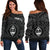 Guam Personalised Women's Off Shoulder Sweater - Guam Seal With Polynesian Tattoo Style (Black) - Polynesian Pride