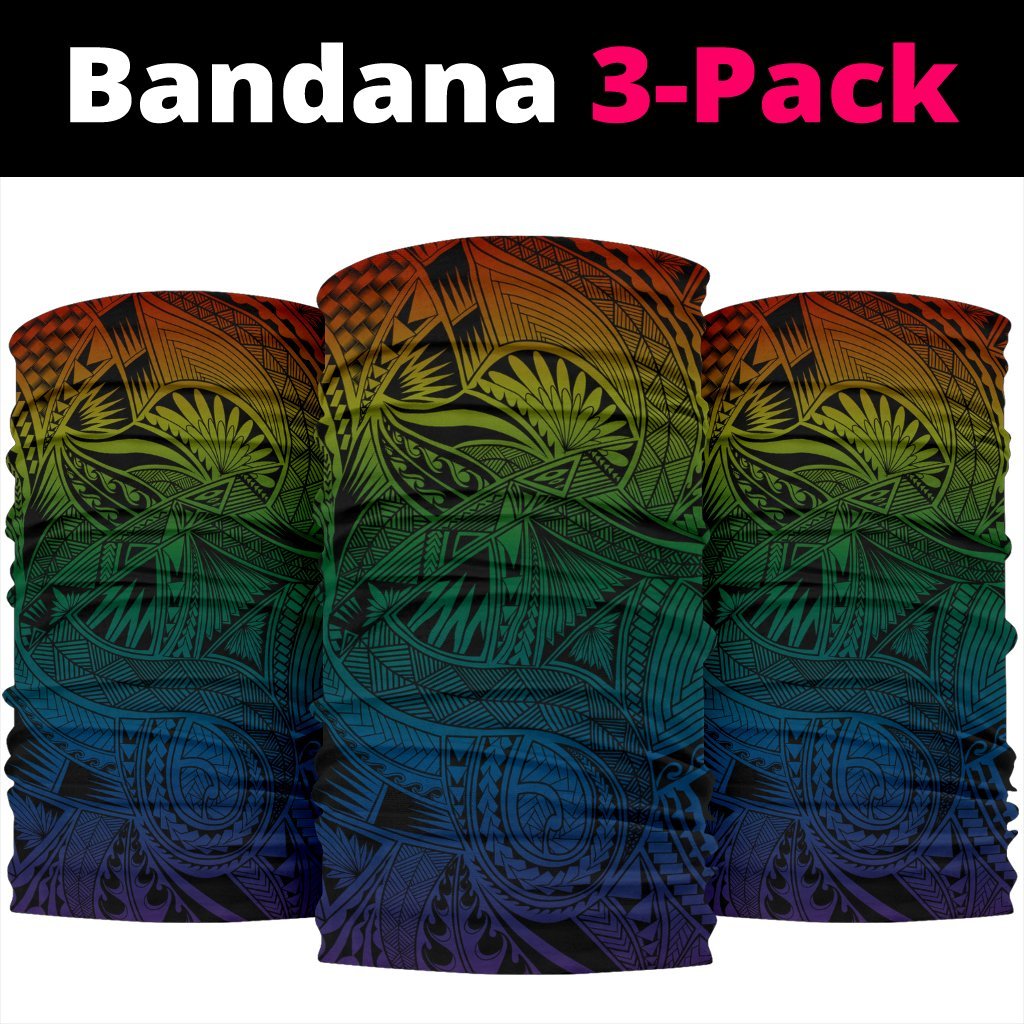 Hawaii Polynesian Spearhead Pattern Bandana 3 - Pack - AH - Rainbow - Polynesian Pride
