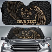 Polynesian Fiji Custom Personalised Sun Shades - Gold Tribal Wave Auto Sun Shade Universal Fit Gold - Polynesian Pride