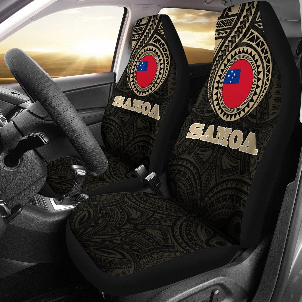 Samoa Car Seat Covers - Samoa Flag Polynesian Tattoo (Set of Two) - 2 A7 Universal Fit Black - Polynesian Pride