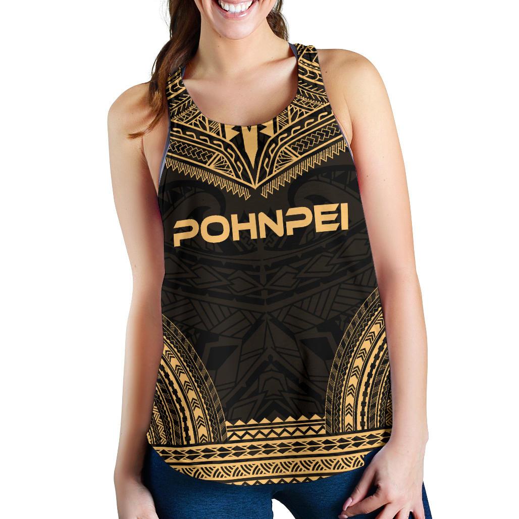 Pohnpei Women's Racerback Tank - Polynesian Chief Gold Version Gold - Polynesian Pride