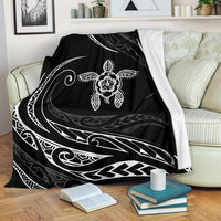Hawaii Turtle Hibicus Premium Blanket - Frida Style - White - Polynesian Pride