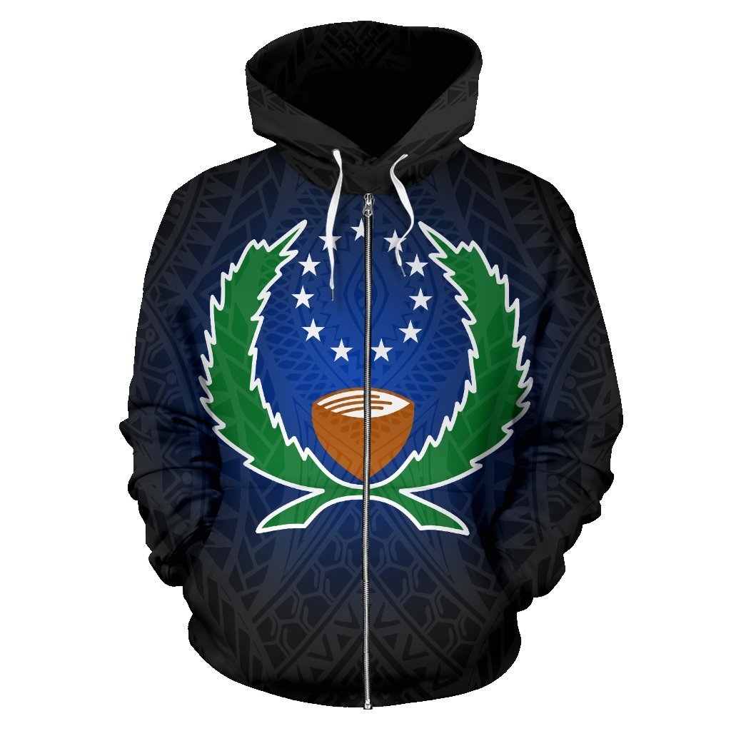 Pohnpei All Over Zip up Hoodie Go Pohnpei Style - Polynesian Pride
