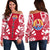 Tahiti Women's Off Shoulder Sweater - Polynesian Tattoo Flag White - Polynesian Pride